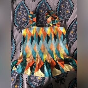 Torrid geometric print shirred shirt